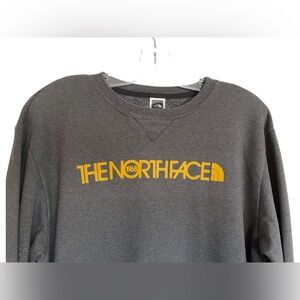 The North Face Men's Grey and Gold Sweatshirt - Size Medium